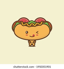 cute hotdog characters. fast food illustration