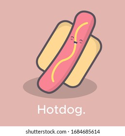 Cute hotdog design with cute expression, Can be used for many purpose.