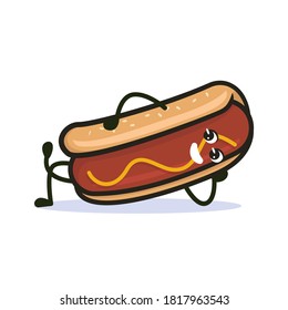 Cute Hotdog fast-food mascot design illustration