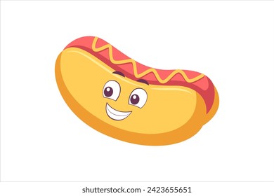 Cute Hot Dog Funny Flat Sticker Design