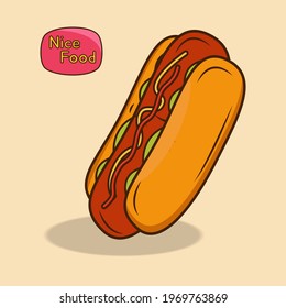  cute hotdog  handrawing and simple concept 
