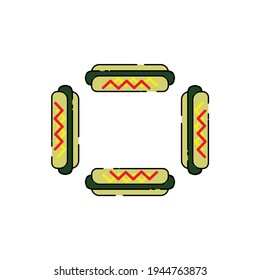 Cute hotdog Illustration. junk food. fast food. modern simple food vector icon, flat graphic symbol in trendy flat design style. wallpaper. lockscreen. pattern. frame