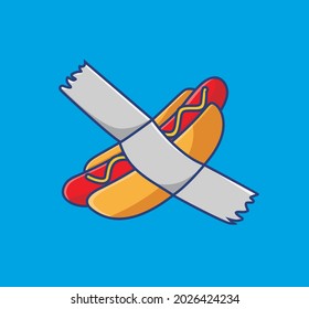 cute hotdog masking tape. cartoon food concept Isolated illustration. Flat cartoon Style suitable for Sticker Icon Design Premium Logo vector