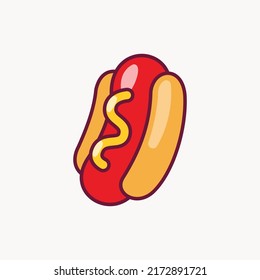 Cute Hotdog Vector simple icon Illustration
