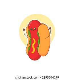 Cute hote dog simple isolated logo design