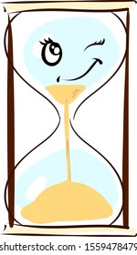 Cute hourglass, illustration, vector on white background.