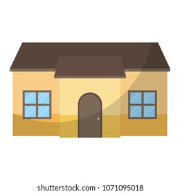 cute house architecture with door and windows