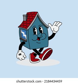 cute house character vector illustration, perfect for icons, stickers and logos