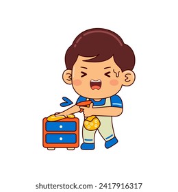 cute house cleaner boy cartoon character