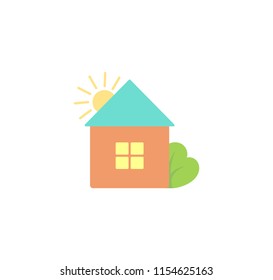 Cute house colorful flat vector logo illustration