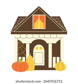 casa bonita decorada com abóboras para o Halloween