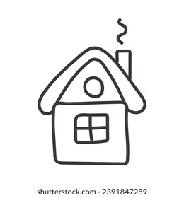 Casa de estilo doodle. Dibujado a mano. Aislado sobre un fondo blanco