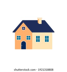 Cute house flat vector illustration isolated on a white background.