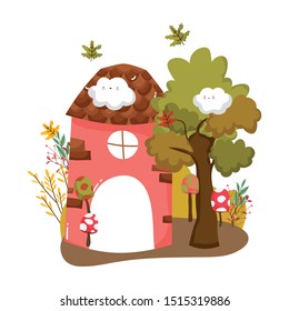 cute house forest hello autumn