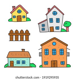 Cute house hand drawn vector illustration isolated on white background