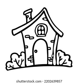 Cute House hand-drawn outline doodle cartoon style vector Illustration. For Coloring page