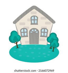 Cute house illustration. Isolated on white background.