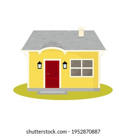 Cute house illustration on white background. Country house concept.