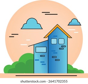 Cute House illustration suitable for sticker 