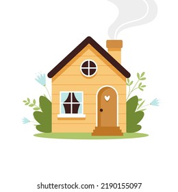 Cute house isolated on white background. Vector illustration