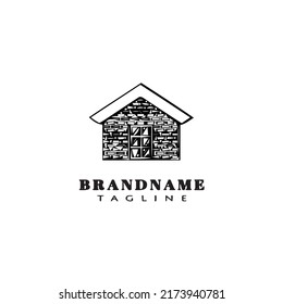 cute house logo cartoon icon design template black modern isolated vector illustration