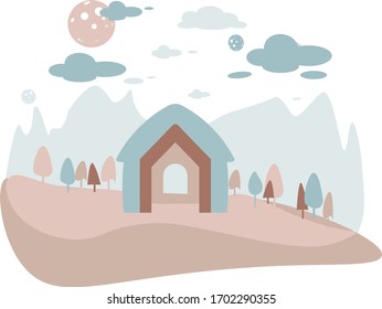 Cute House auf Naturhintergrund