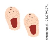 cute house slippers. slippers. vector cartoon illustration of bear slippers. fluffy slippers