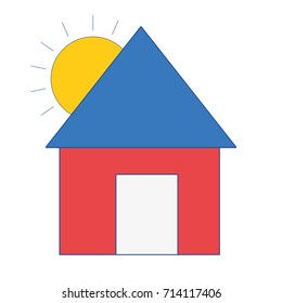 cute house and sun spring weather