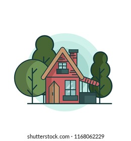 Cute house in vector. Cartoon style for your business as well as for kids amusement