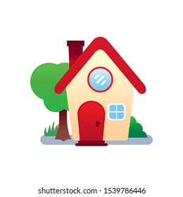 Cute house vector illustration with flat design isolated on white background 