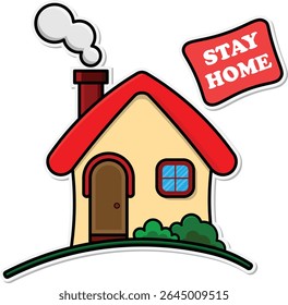 Ilustração Vetor Casa Bonita com Design Plano. Ficar em casa ilustração de stock