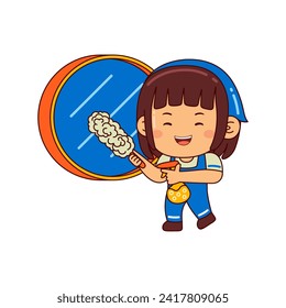 cute housekeeper girl cartoon character