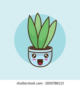 cute houseplant character vector illustration