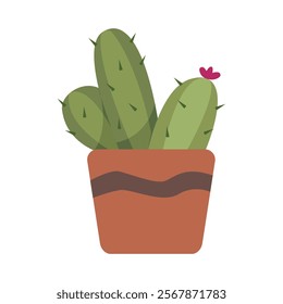 Cute Houseplants in flower pots on white background. Potted Plant Illustration.