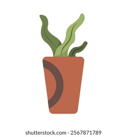 Cute Houseplants in flower pots on white background. Potted Plant Illustration.