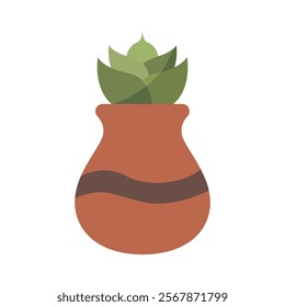 Cute Houseplants in flower pots on white background. Potted Plant Illustration.