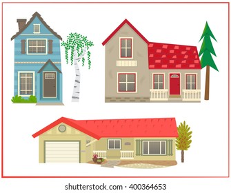 Cute houses - Cartoon set of three different types of homes. Eps10