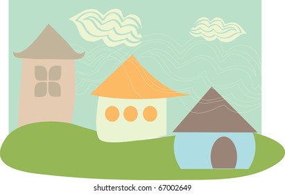 Cute houses in valley