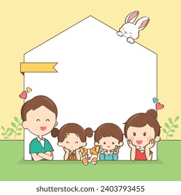 Cute house-shaped kindergarten family announcement card