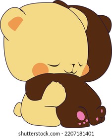 Cute Hugging Bears. Adorable vector Illustration.