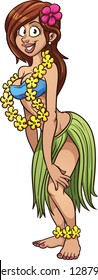 Cute hula girl. Vector clip art illustration with simple gradients. All in a single layer.