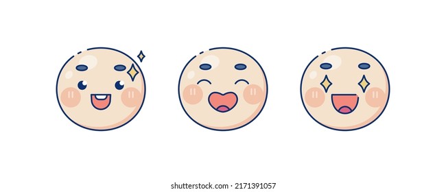 Cute human baby face emoji set. Modern design emoticons face icons collection. Set of vector heads with feeling and expressions. Happy and joyful faces.