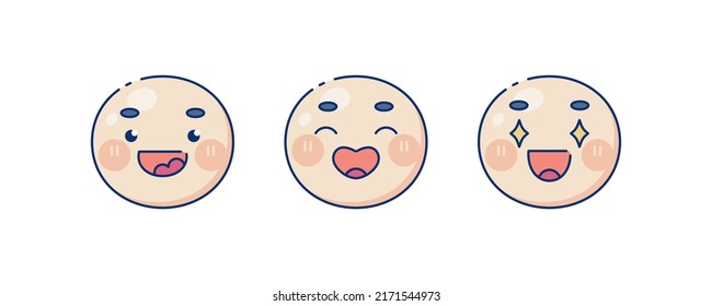 Cute human baby face emoji set. Vector happy faces. 