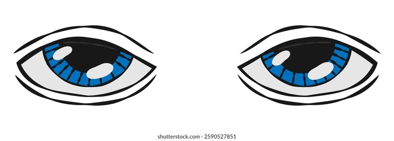 cute human blue eyes hand drawn. Vision. Vector cartoon illustration.