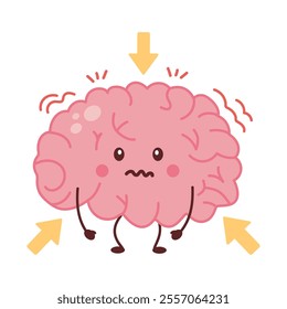 cute human brain with depression icon isolated