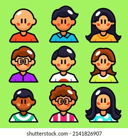 Cute human cartoon vector icon illustration set