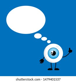 Cute human eyeball with speech bubble. cartoon style.vector illustration