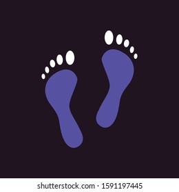 Cute human footprints. Vector footprint silhouette set in cartoon style.
