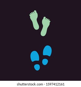 Cute human footprints. Vector footprint silhouette set in cartoon style.