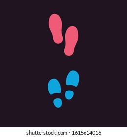 Cute human footprints. Vector footprint silhouette set in cartoon style.